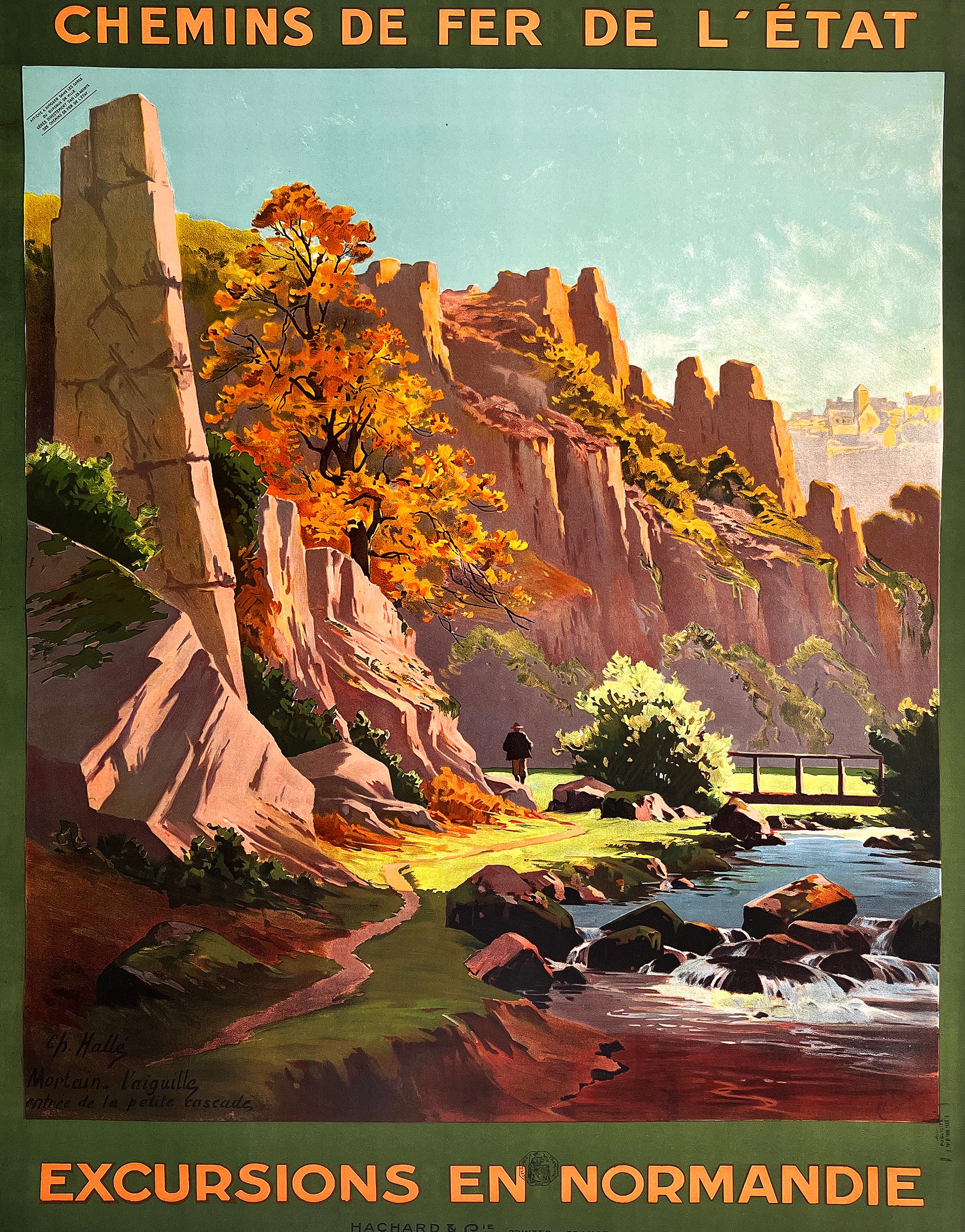 Original Vintage Excusions En Normandie Poster by Alo C1920