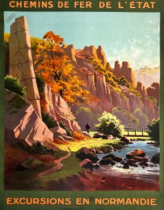 Original Vintage Excusions En Normandie Poster by Alo C1920