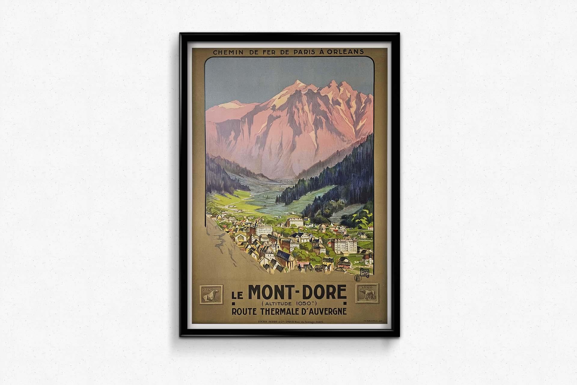 Poster Chemin de Fer de Paris à Orléans Le Mont-Dore Route thermale d'Auvergne For Sale 2