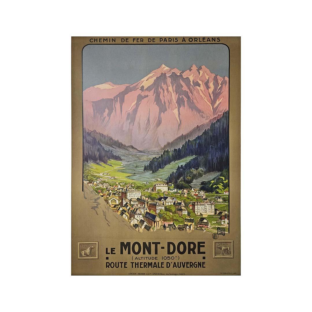 Poster Chemin de Fer de Paris à Orléans Le Mont-Dore Route thermale d'Auvergne For Sale 3