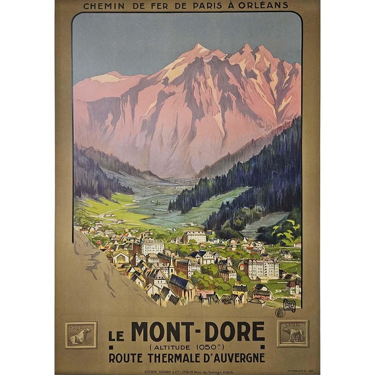 ALO (Charles Jean Hallo) - Poster Chemin de Fer de Paris  Orlans Le  Mont-Dore Route thermale d'Auvergne For Sale at 1stDibs