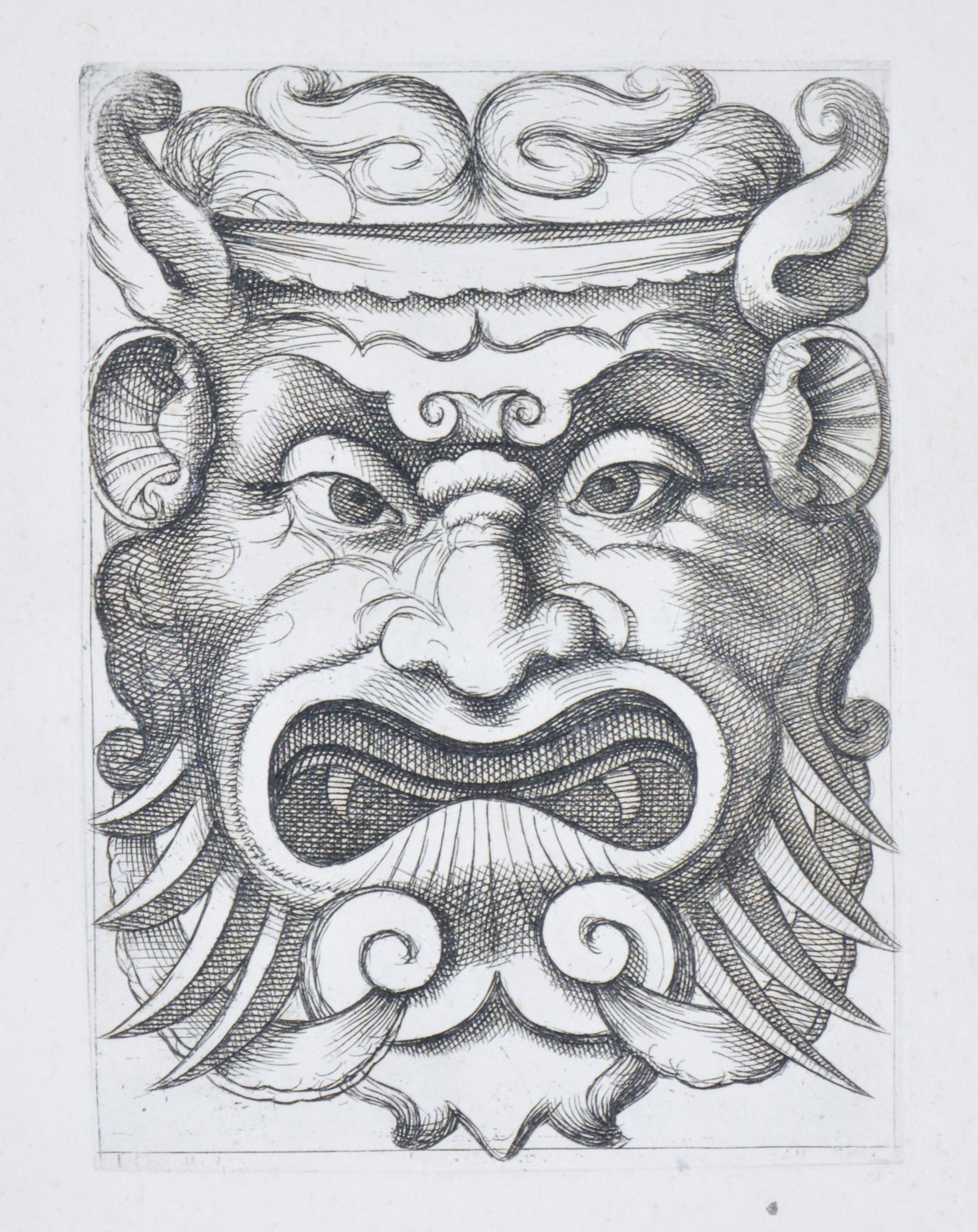 4 Groups of 9 plates of Grotesque Masks.
[Published: Venanzio Monaldini, Rome, 1781].

Rare and strong impressions of etchings of grotesque masks, after original designs by the Italian (Rome) artist and engraver Aloisio Giovannoli (1550-1618). 

The