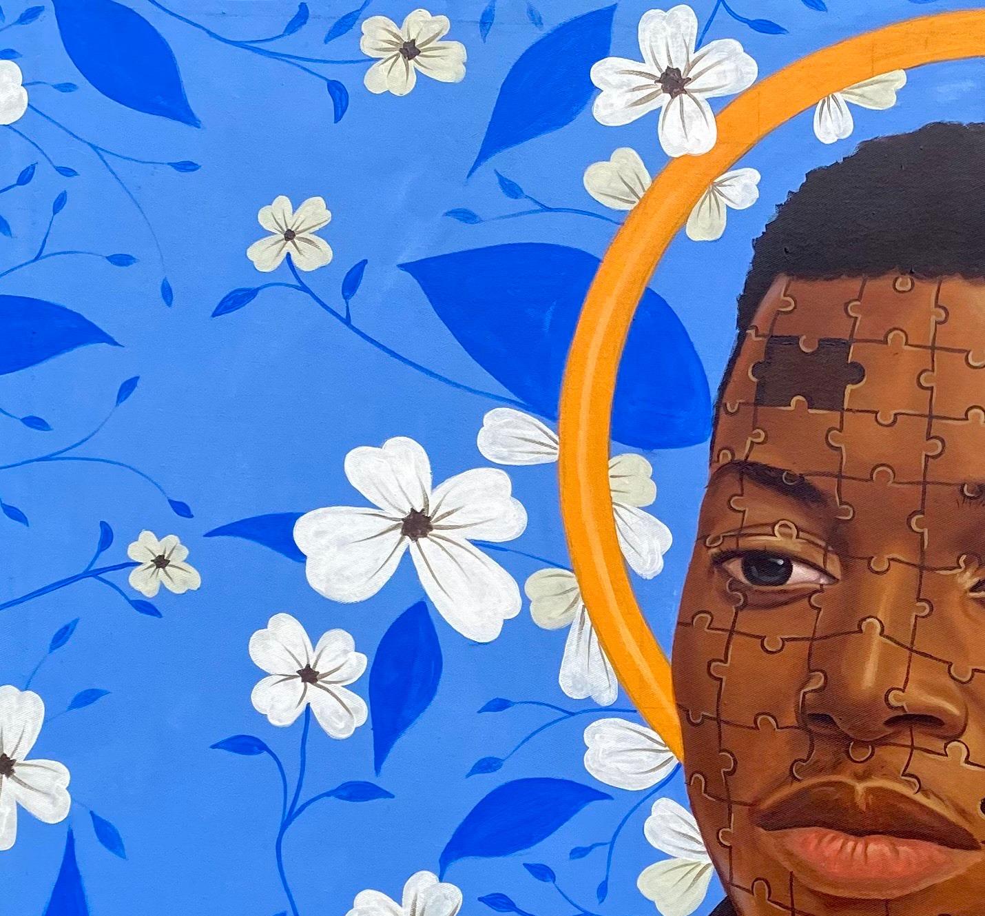 Wild Dream - 21° secolo, Contemporaneo, Ritratto figurativo, Puzzle, Africa Uomo - Painting di Alogi John