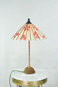 'Aloha' Bamboo Table Lamp with Coconut Base and Japanese Parasol Shade, In Stock