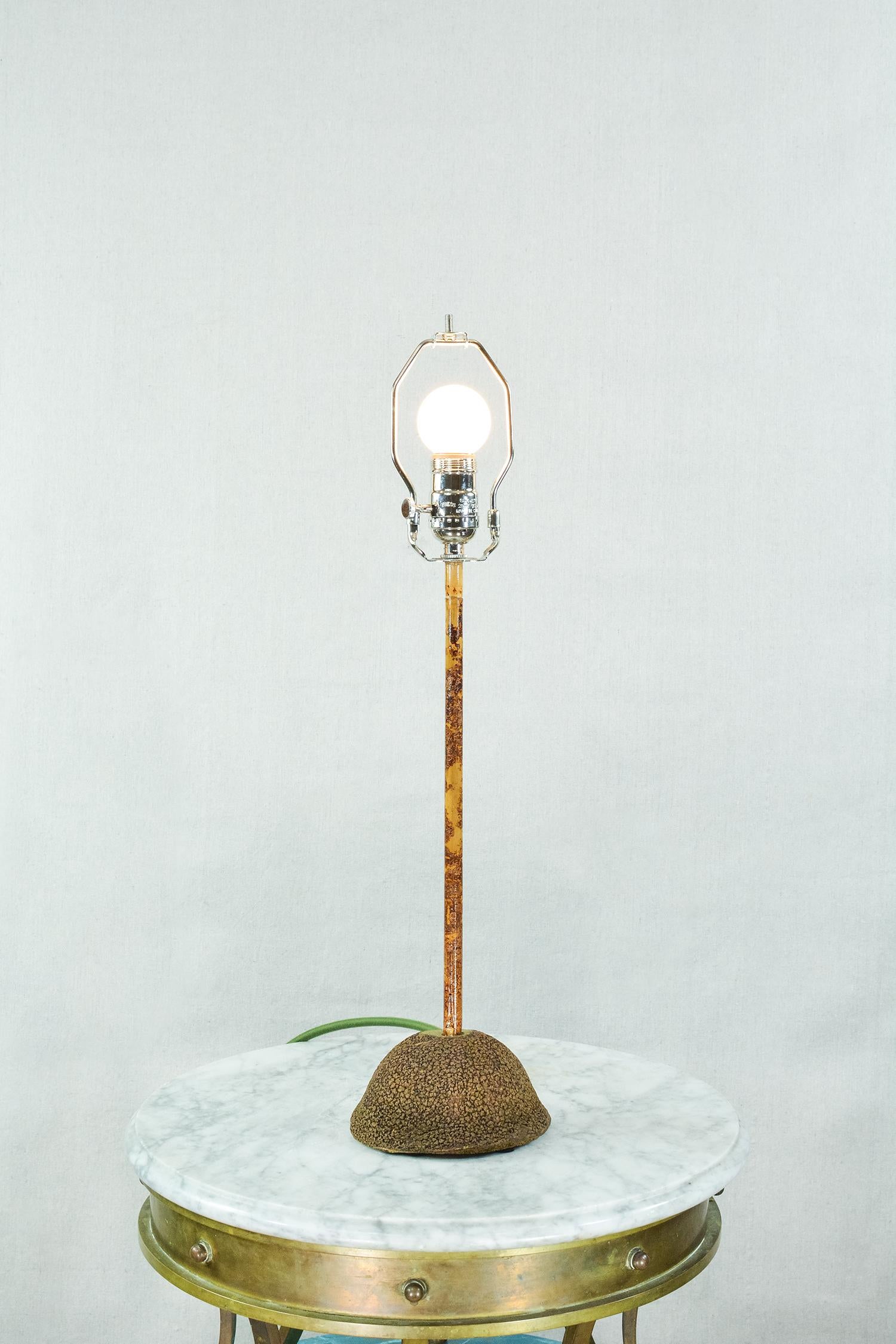 American 'Aloha' Bamboo Table Lamp with Coconut Base and Japanese Parasol Shade, In Stock For Sale