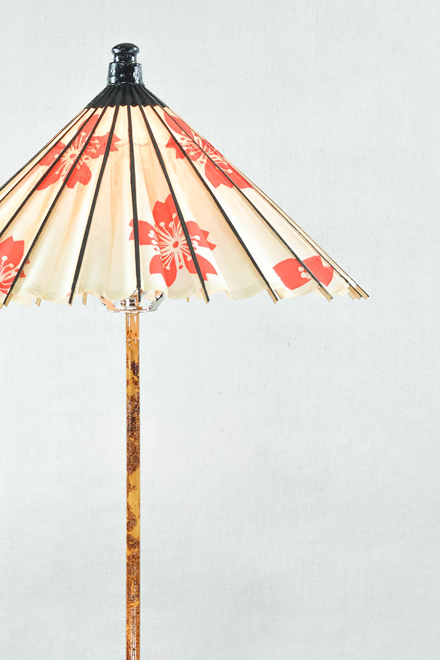 Needlework 'Aloha' Bamboo Table Lamp with Coconut Base and Japanese Parasol Shade, In Stock For Sale