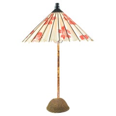 'Aloha' Bamboo Table Lamp with Coconut Base and Japanese Parasol Shade, In Stock