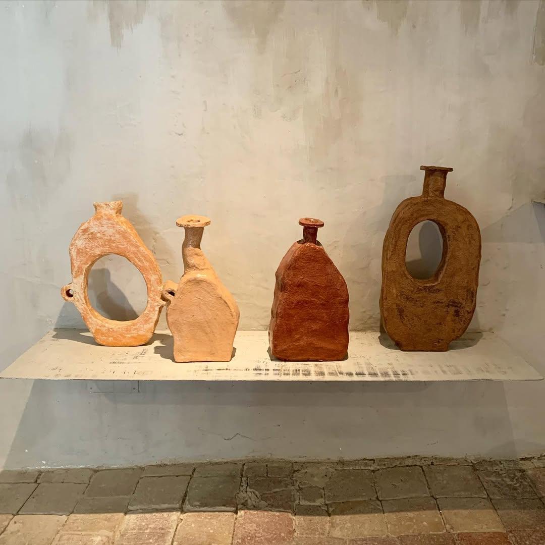 Contemporary Hand-sculpted Ruby Red Ceramic Medium Vase by Willem Van Hooff For Sale 1