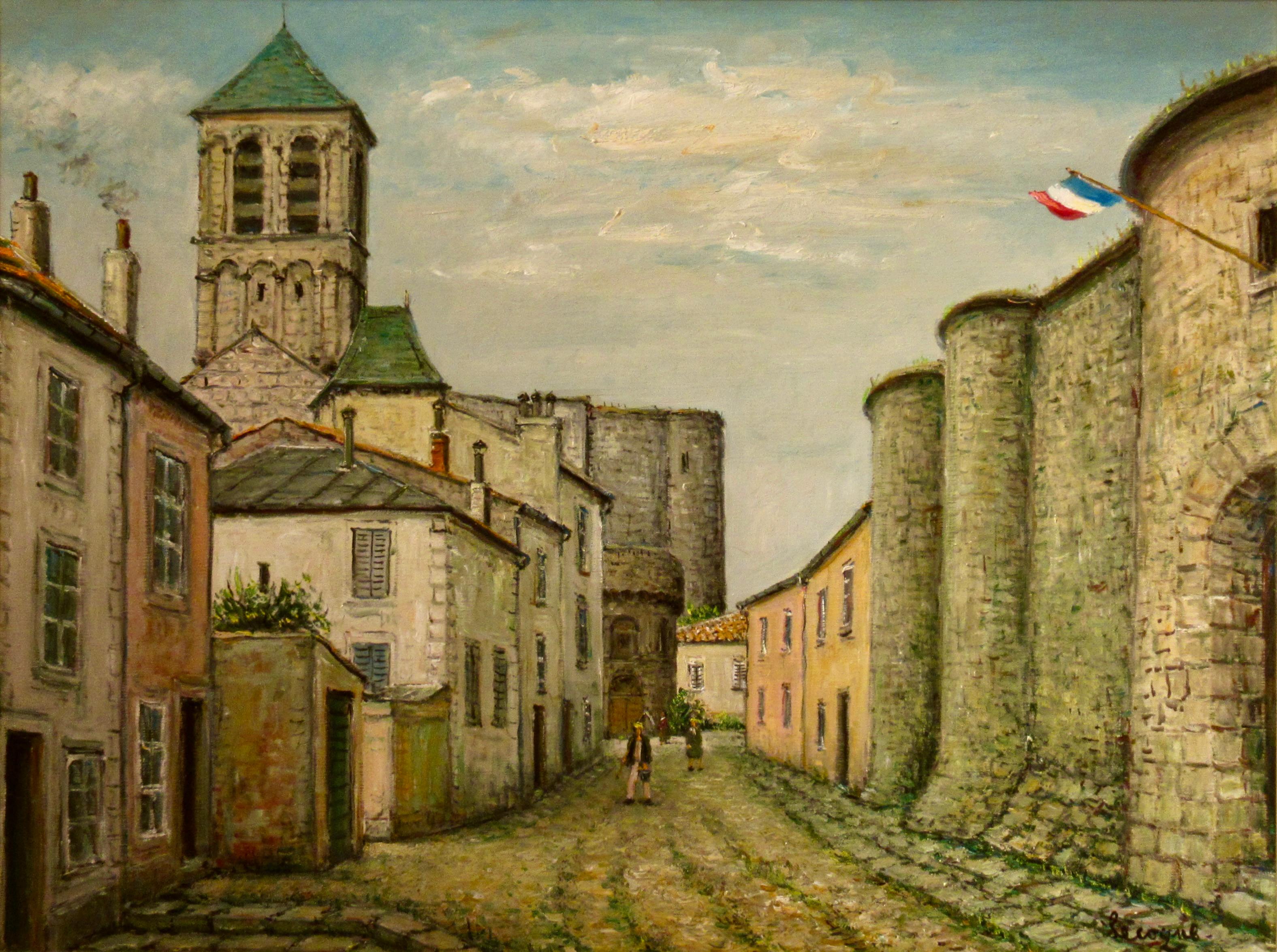 Mittelalterliche Stadt – Painting von Alois Lecoque