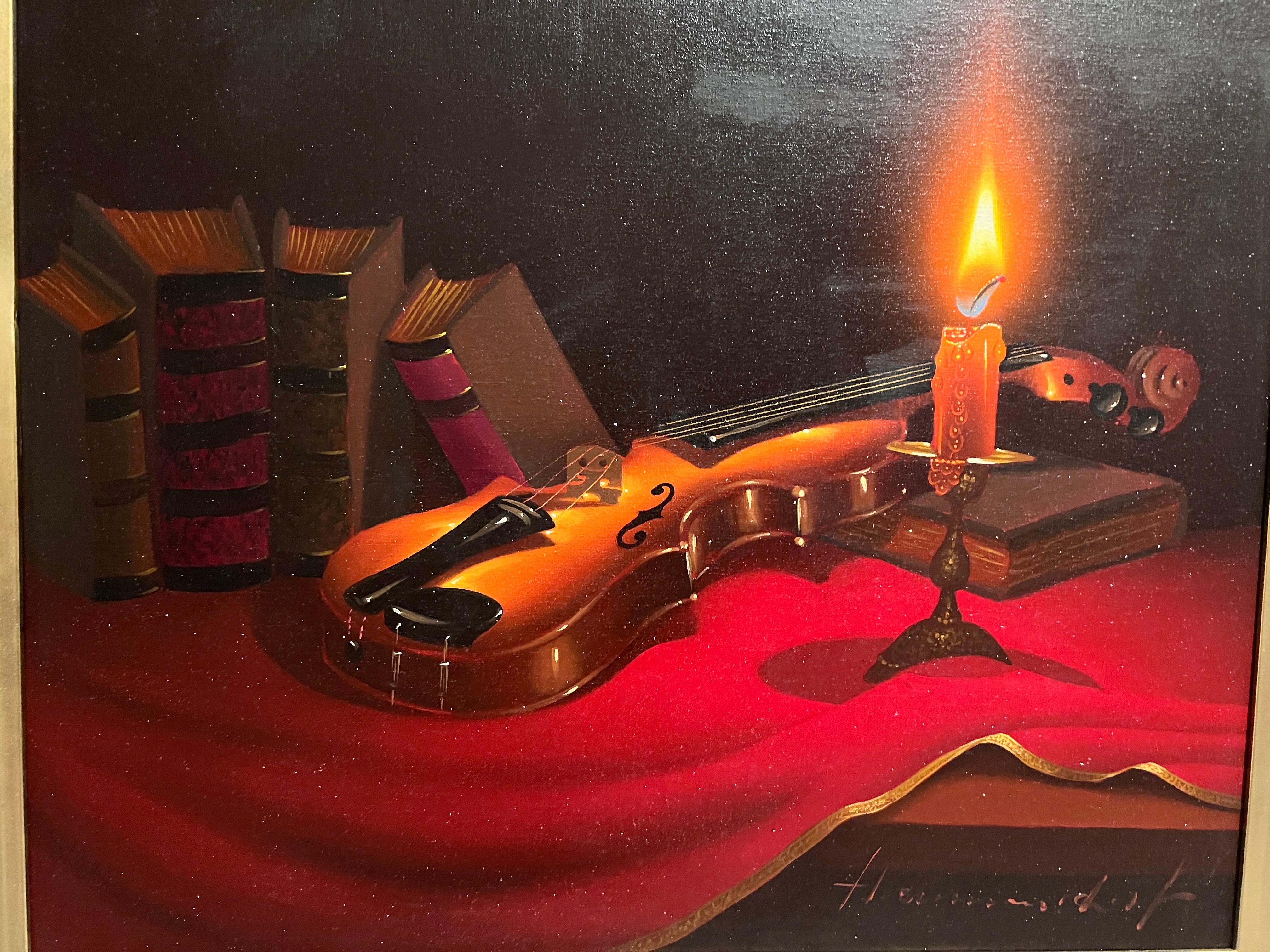 Alois M  Hennersdorf (German b. 1927) Oil on canvas painting, Still Life, COA - Realist Painting by Alois M Hennersdorf 