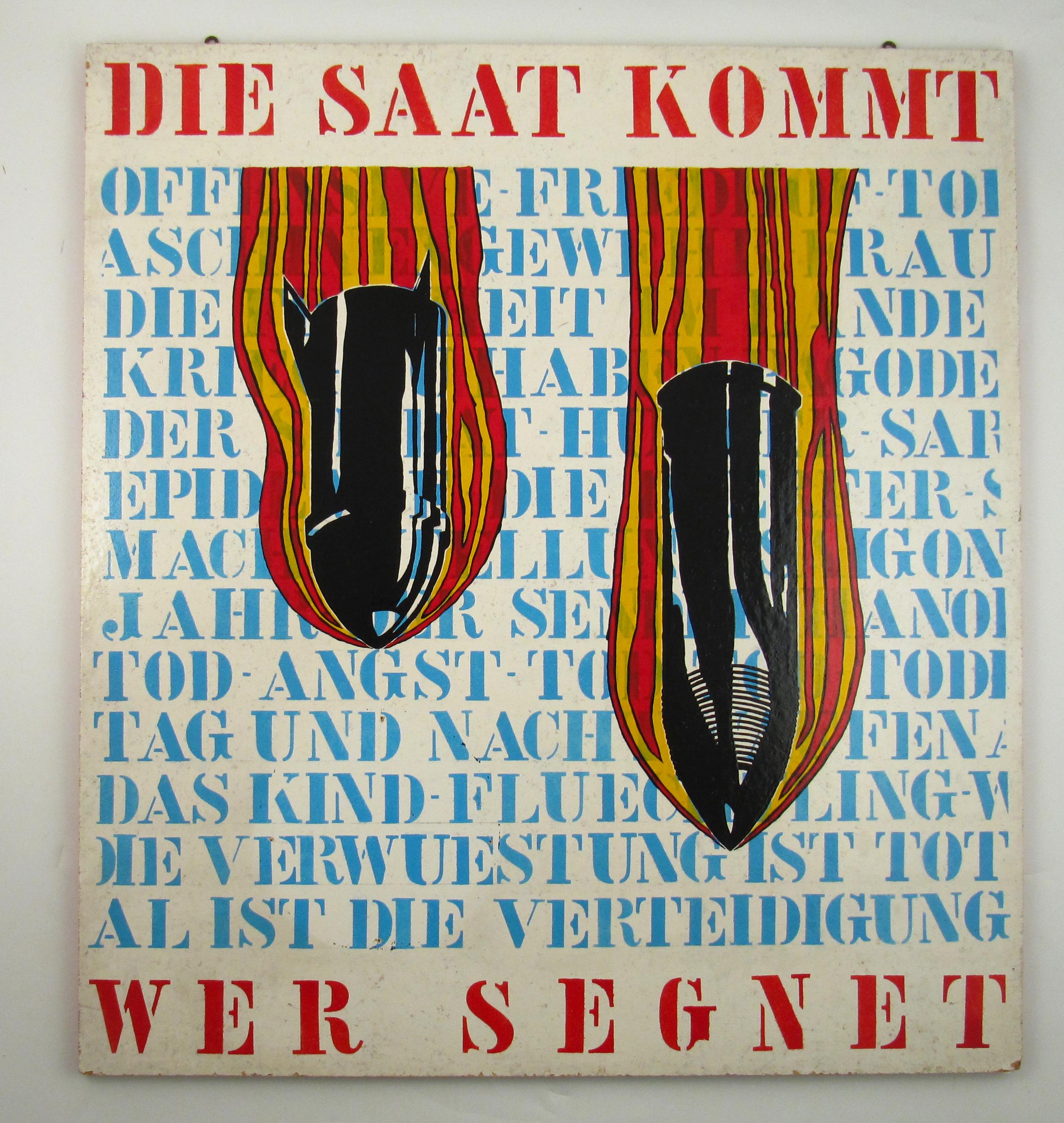 Alois MÜLLER - Die Saat kommt - Wer segnet - 1968 - Swiss Pop Art / Anti-war Art en vente 5