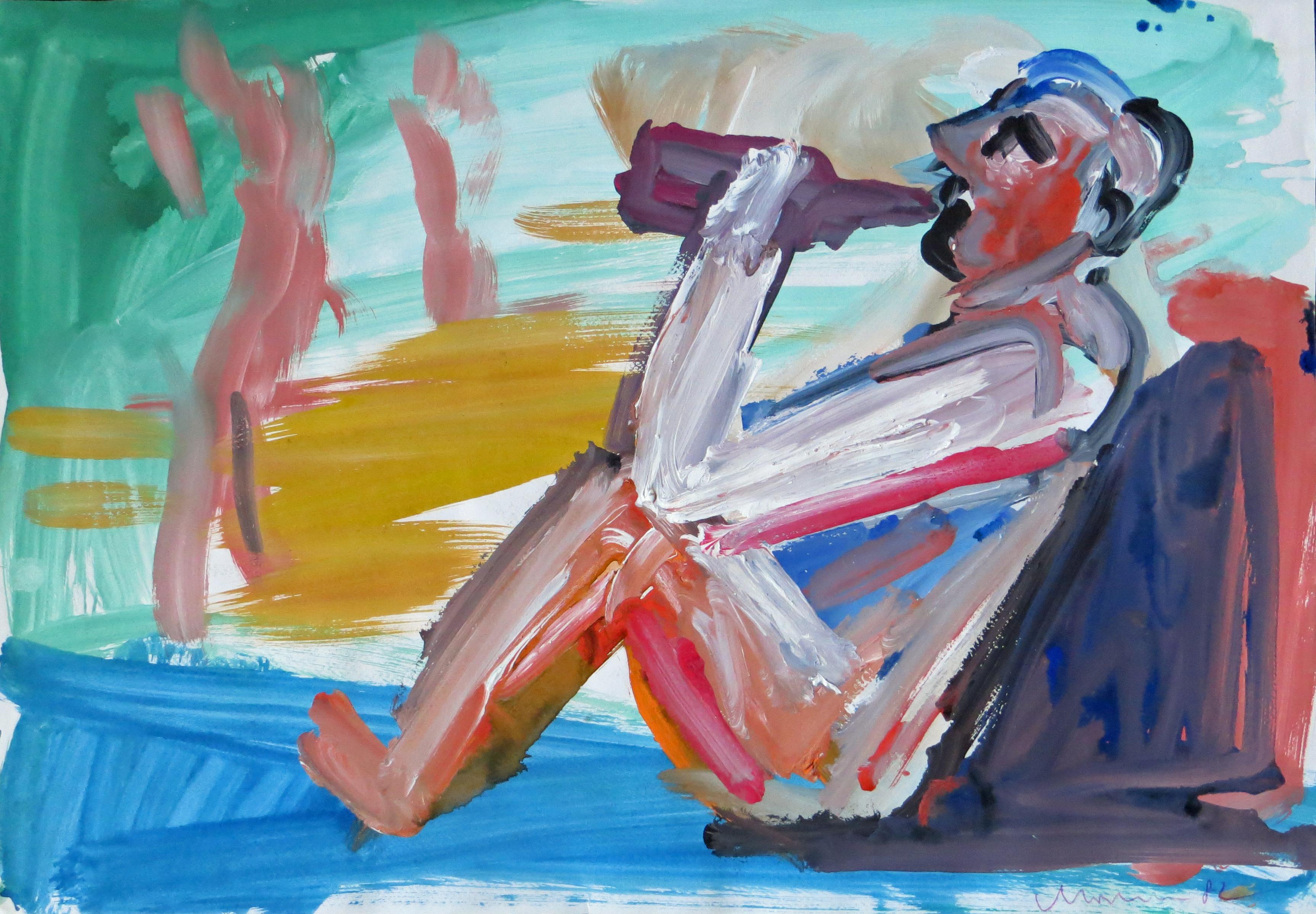 Abstract Painting di Alois Mosbacher - Figura che beve dalla bottiglia
