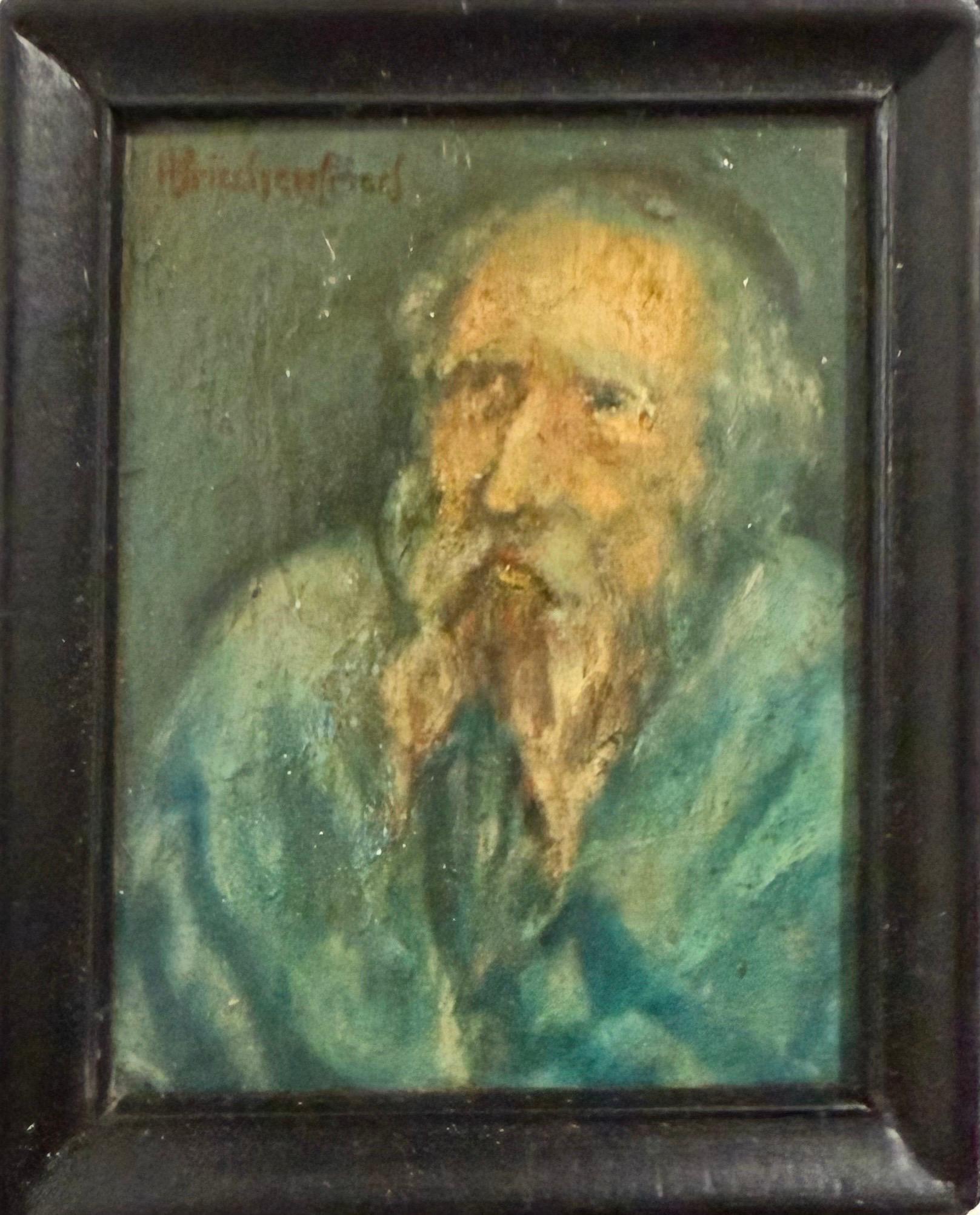Austrian Jewish Art The Rabbi Judaica Miniature Oil Painting Alois Priechenfried