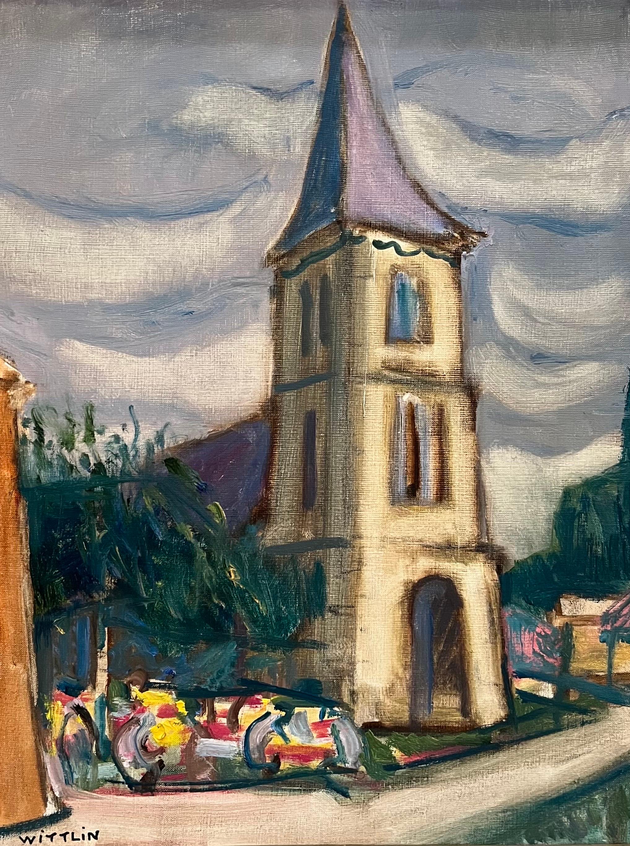 Für Suzy und Jacques von Alois Wittlin - Gouache auf Leinwand 25,5x33,5 cm im Angebot 1