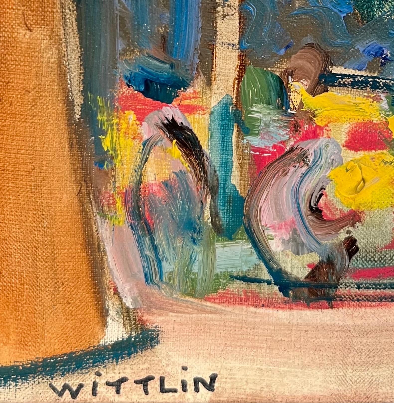 Für Suzy und Jacques von Alois Wittlin - Gouache auf Leinwand 25,5x33,5 cm im Angebot 3