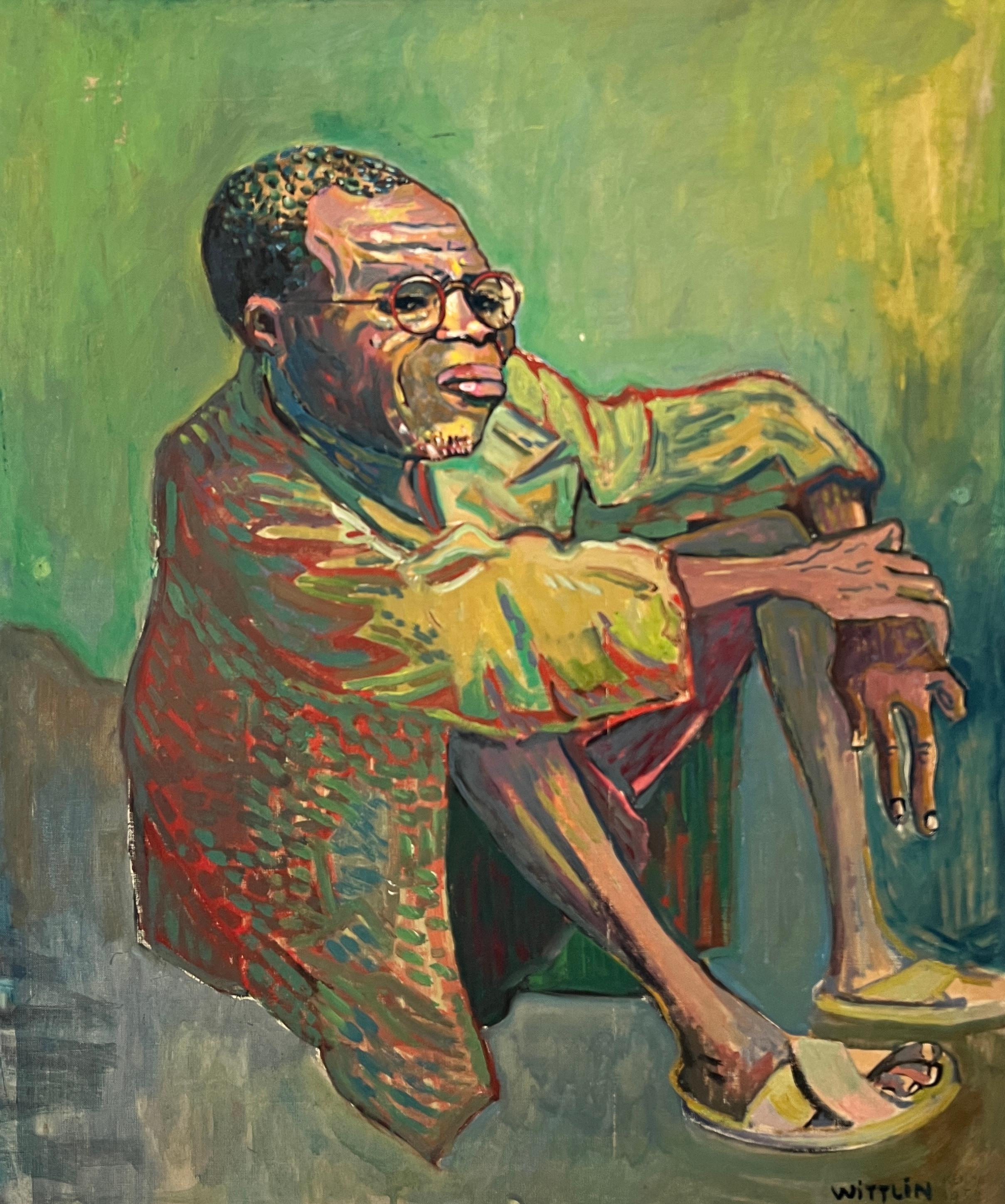 Alois Wittlin Figurative Painting - Seated figure "Gong Hill Border of Tanganyika - Kenya"
