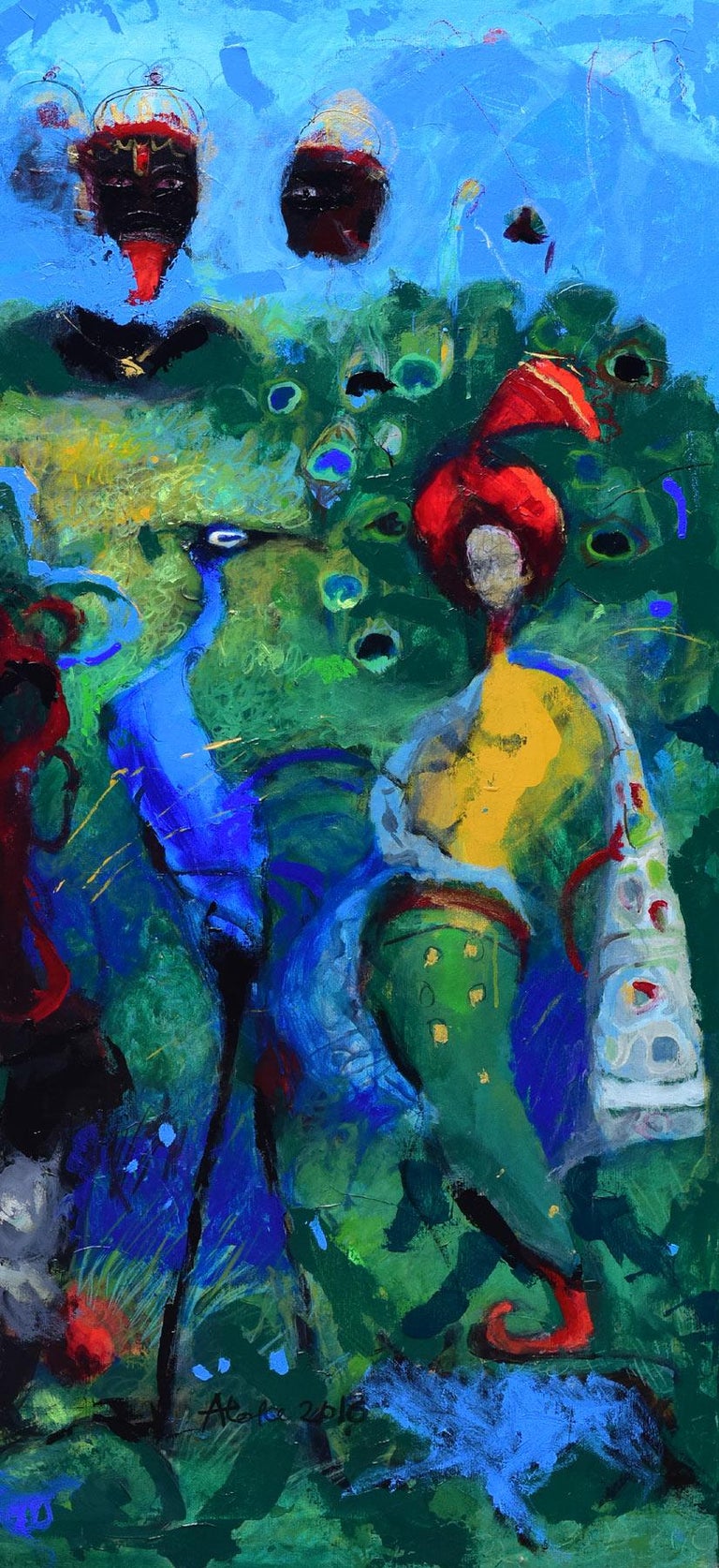 Aloke Sardar -  Untitled  - 60 x 54 inches (unframed size)
Acrylic on canvas
Inclusive of shipment in a roll form.

About the Artist and his work :
Born : Aloke Sardar is a self taught full time painter. He was born in Kolkata, 1959.

Two Men Show