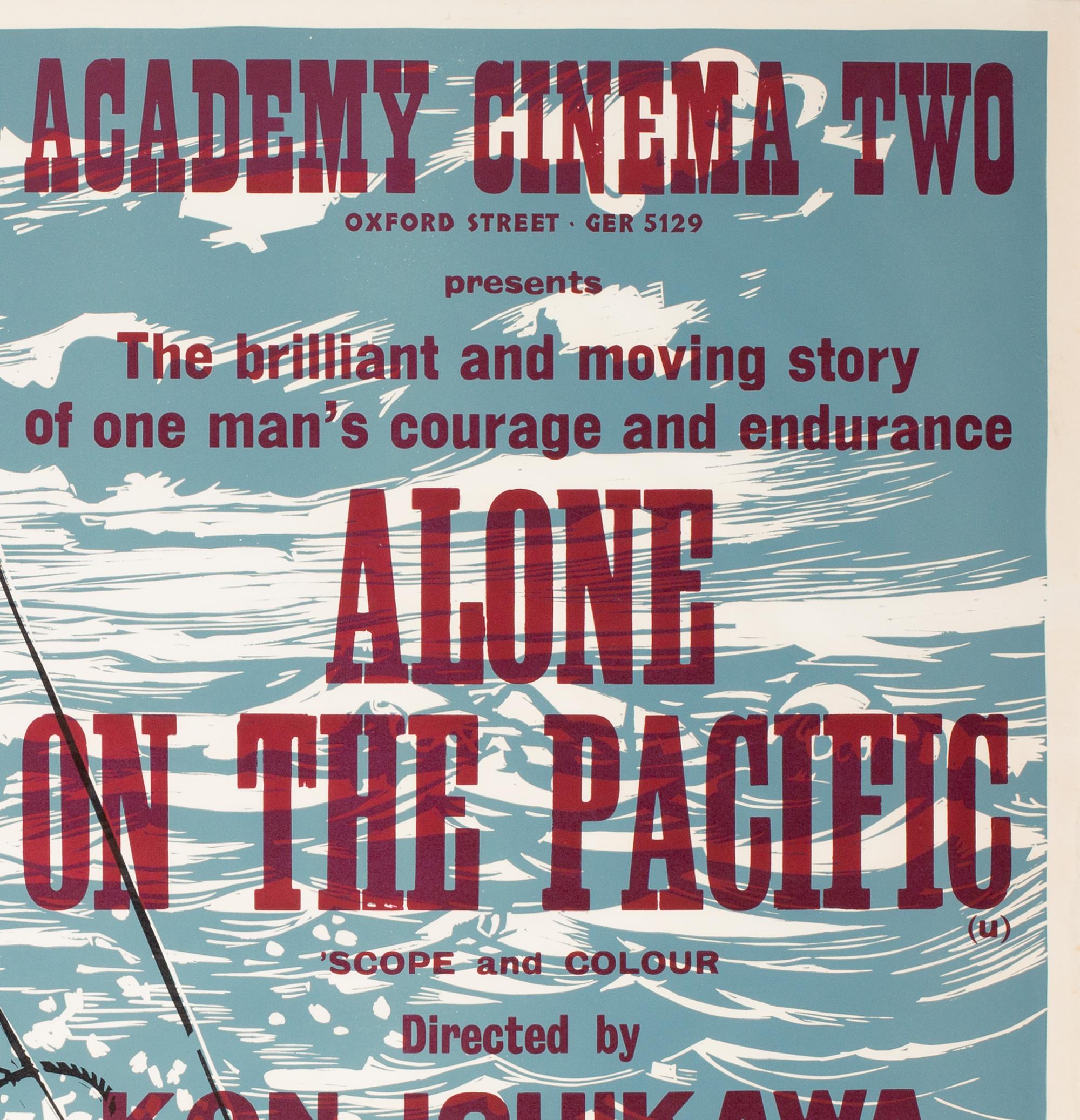 Alone on the Pacific 1967 Academy Cinema London UK Quad Film Poster, Strausfeld siglo XX en venta