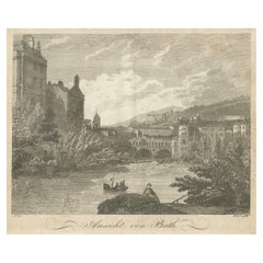Antique Along the Avon at Bath — Early 19th-Century English Cityscape, 1824