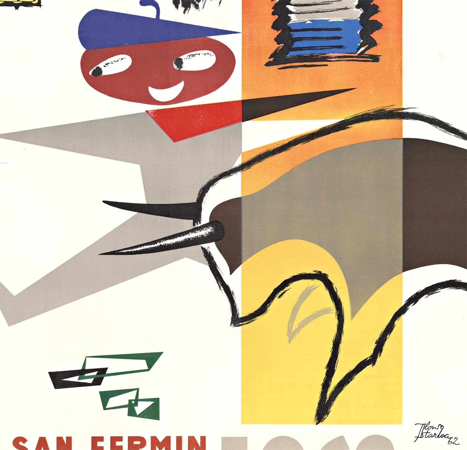 Original Pamplona Running of the Bulls Vintage-Poster, Pamplona  San Fermin, Spanien  – Print von Alonso Astarloa