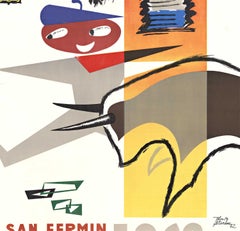 Original Pamplona Running of the Bulls vintage poster  San Fermin, Spain
