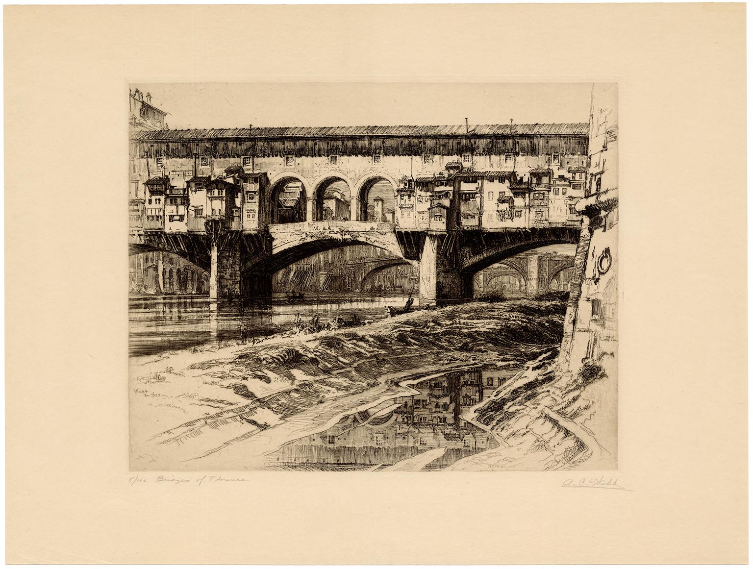 Brücken in Florenz – Print von Alonzo C. Webb