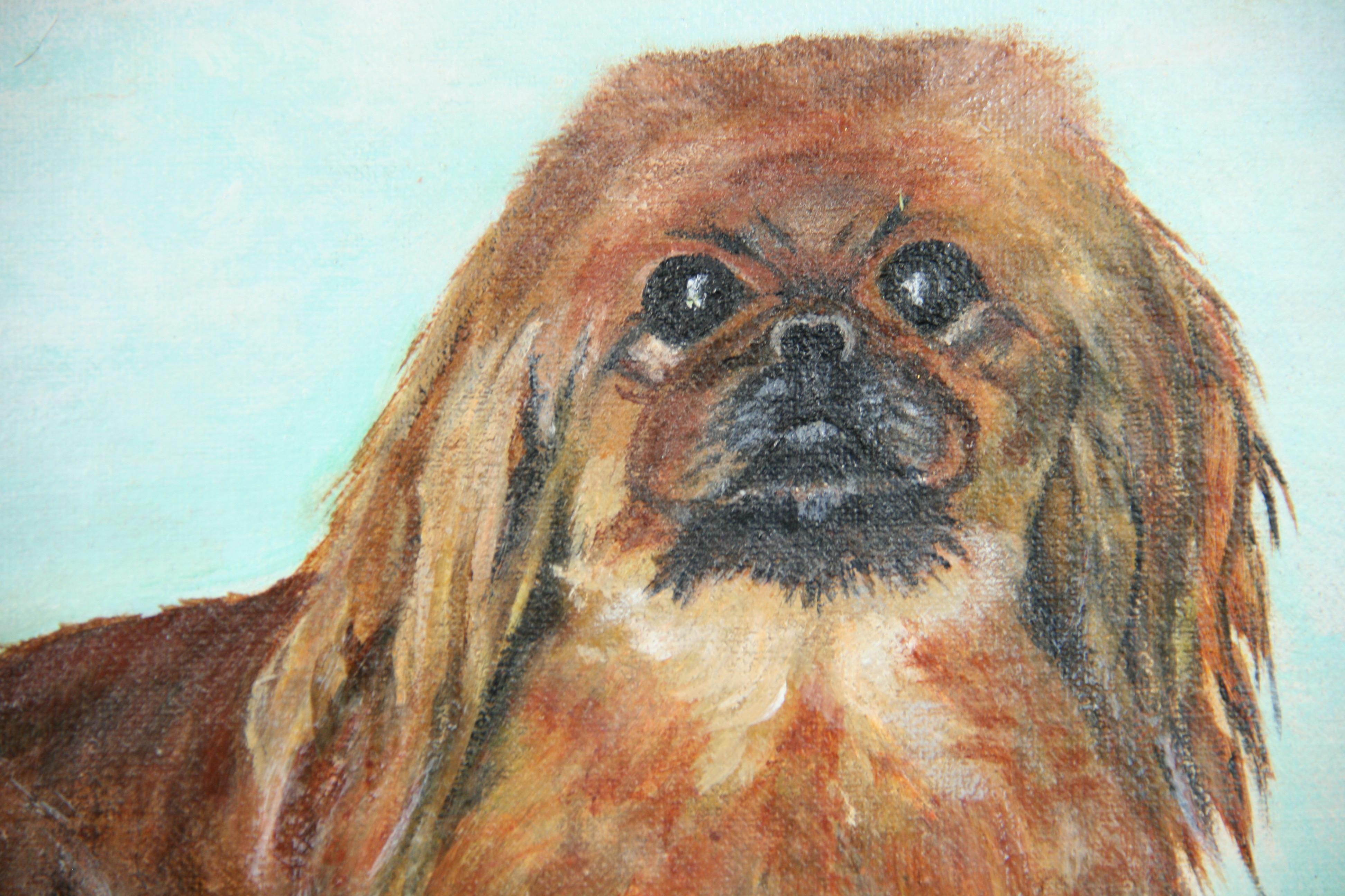Pekinesischer Hund  Tiermalerei – Painting von A.Lopez