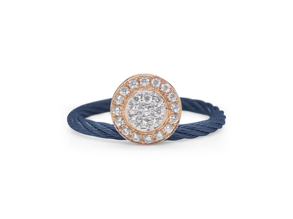 Alor 18k Rose Gold & Diamonds Blueberry Cable Elevated Ring 02-24-1022-11 In New Condition For Sale In Wilmington, DE
