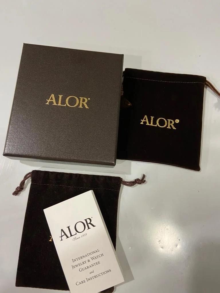 Women's or Men's Alor 18k White Gold 0.16ct Diamonds Black Grey PVD Steel Ring 02-54-0551-11 For Sale
