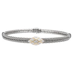 Bracciale ALOR in oro giallo 18 carati e acciaio inossidabile con accenti di diamanti a forma di cavo