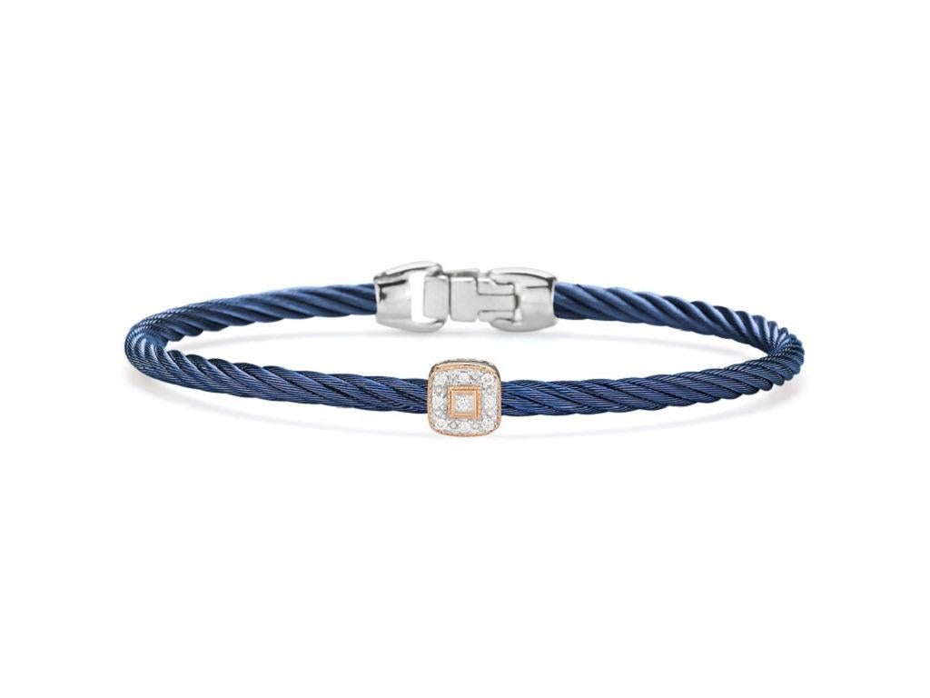 Alor Blueberry Cable Essential Stackable Bracelet 04-24-S914-11 In New Condition For Sale In Wilmington, DE