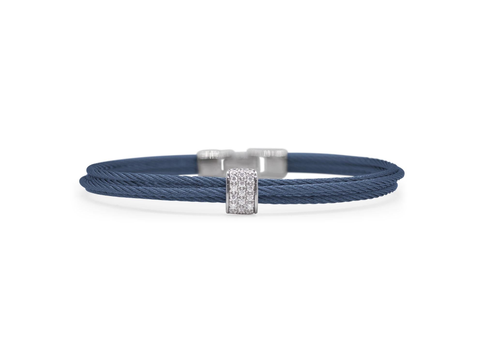 Blueberry cable with 18kt white gold and 0.15 total carat weight diamonds.

BRACELET TYPE: Bangle, Diamond
MATERIAL: 18K White Gold
GENDER: Ladies
STONES TYPE: Diamond
STONES SHAPE: Round
STONES TOTAL WEIGHT - CT: 0.15
SIZE: 6.75
COLLECTION: