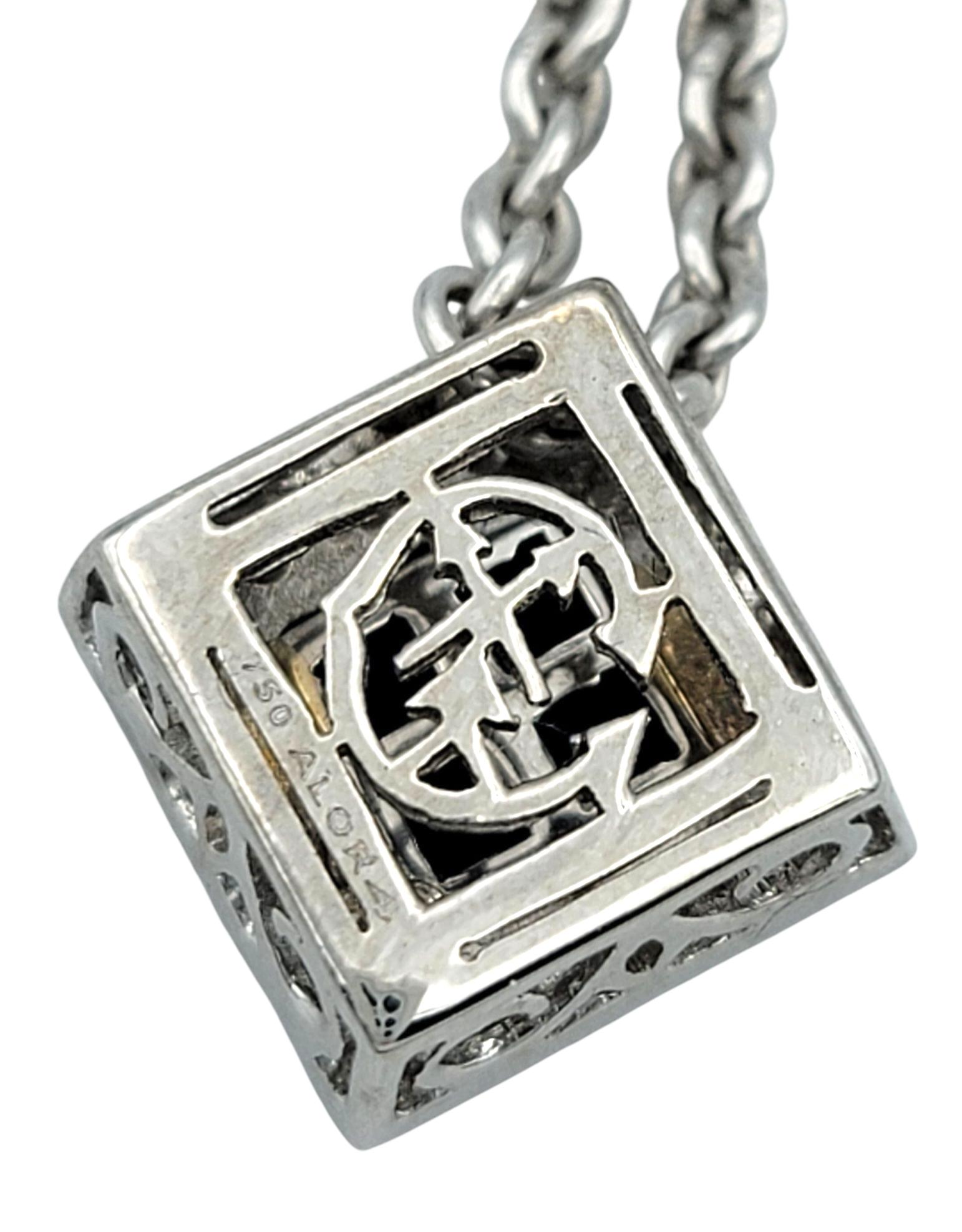 A'lor by Charriol Collier pendentif en or blanc 18 carats avec saphir bleu et diamants en vente 1