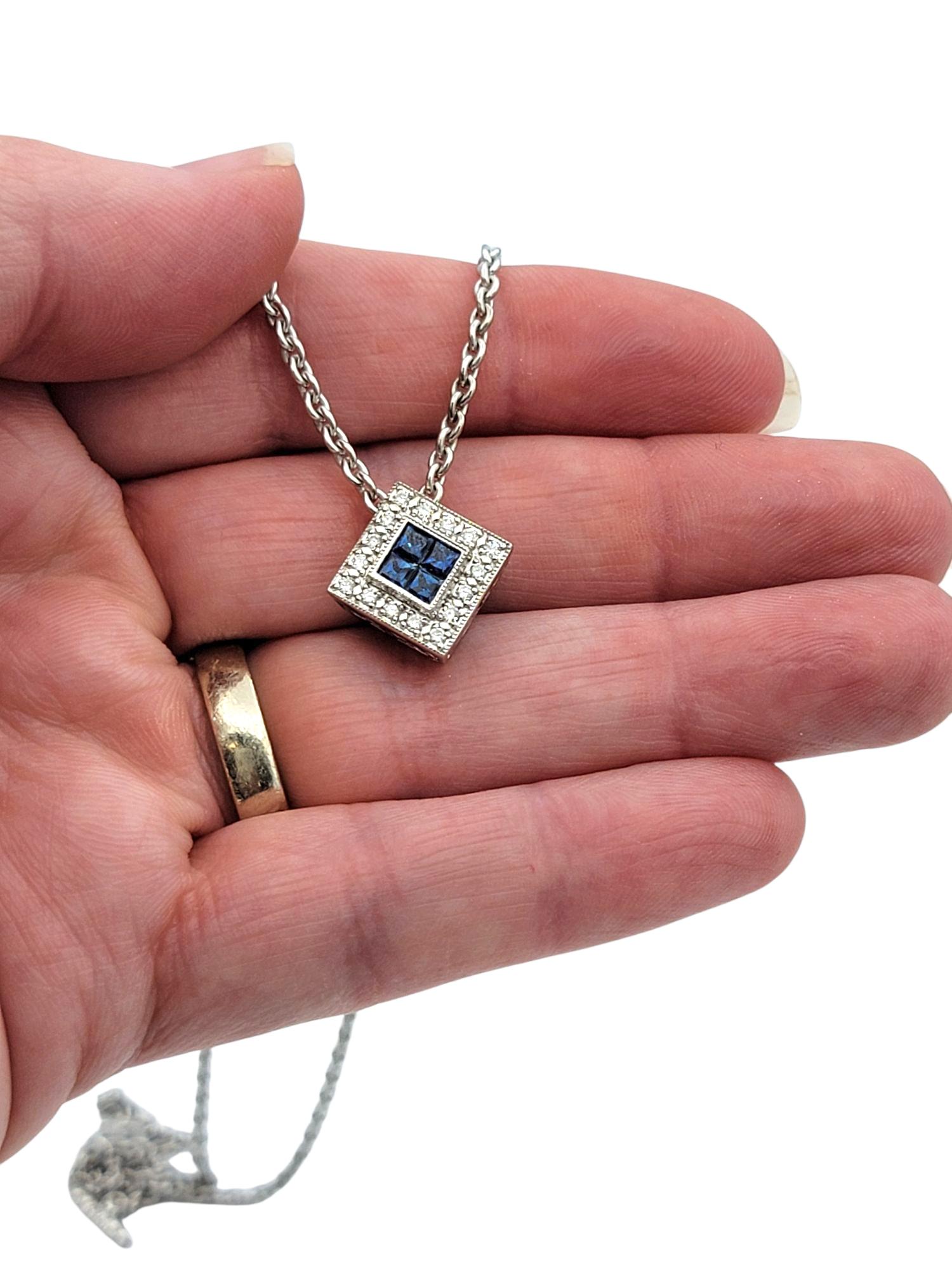 A'lor by Charriol Collier pendentif en or blanc 18 carats avec saphir bleu et diamants en vente 2