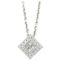 Used Alor by Charriol Diamond Halo Pendant Necklace on 18 Karat Gold Cable Chain