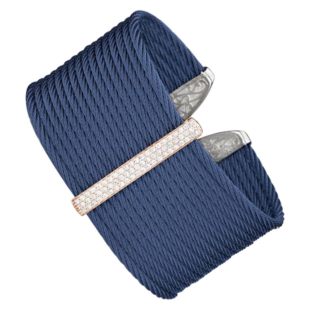 Alor Cable Large Monochrome Cuff with 18kt Rose Gold and Diamonds, 04-24-S625-11