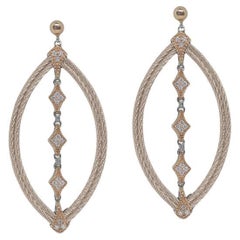 Alor Carnation Cable Lace Marquise 18k Rose Gold Diamonds Earrings 03-26-0117-11