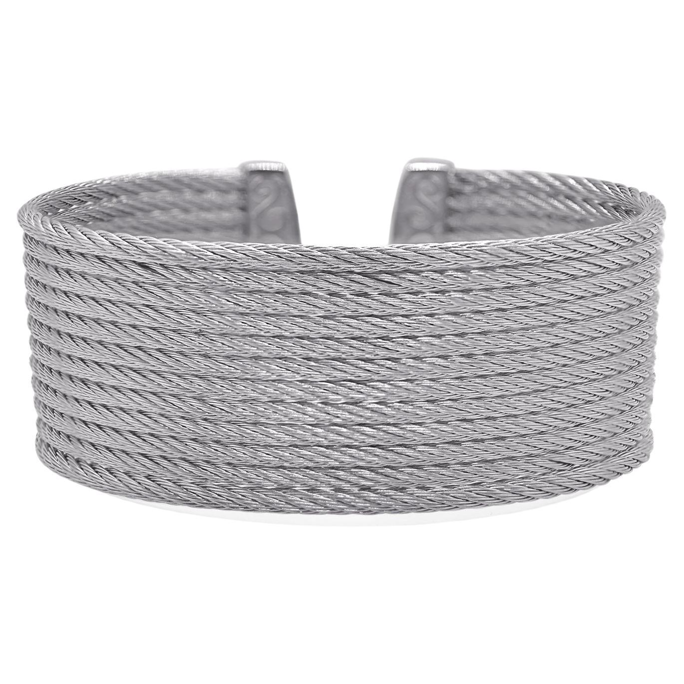 Alor Grey Cable Cuff Essentials 12-Row Cuff 04-32-B612-00 For Sale