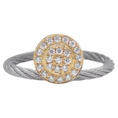 Alor Grey Cable Elevated Round 18k Yellow Gold & Diamonds Ring 02-33-1022-11