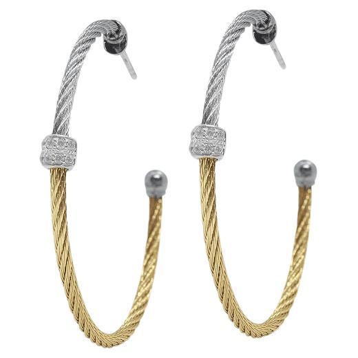 Alor Grey & Yellow 18k White Gold & Diamonds Station Hoop Earrings 03-34-S178-11