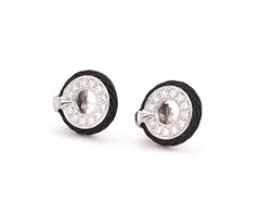 ALOR Stainless Steel & 18 Karat White Gold Diamond Circle Stud Earrings