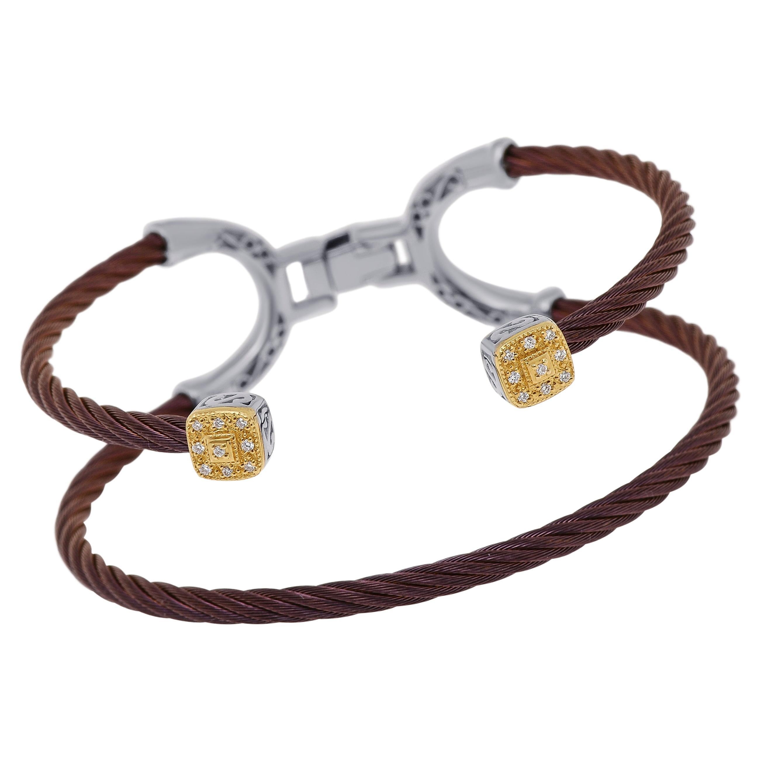 Alor Stainless Steel & 18k Gold, Diamond Cuff Bracelet