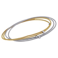 Alor Stainless Steel and 18k White Gold Bangle Bracelet