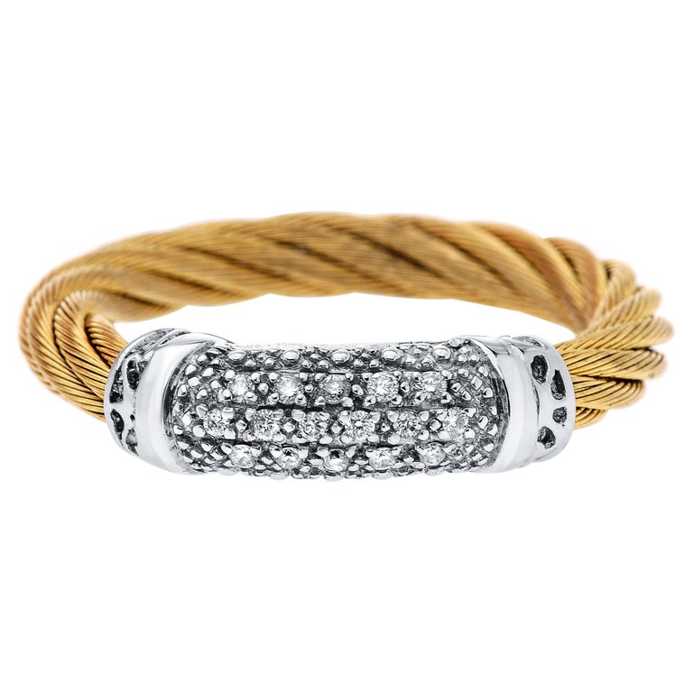 Alor Stainless Steel and 18k White Gold, Diamond Band Ring For Sale at ...