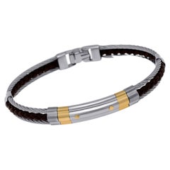 Alor Stainless Steel and 18k Yellow Gold Bangle Bracelet