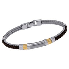 Alor Stainless Steel and 18k Yellow Gold Bangle Bracelet