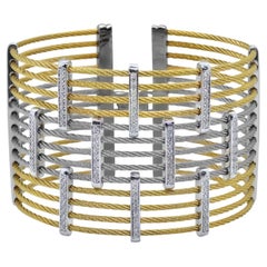 Alor Yellow & Grey Cable Cuff with 18kt White Gold & Diamonds 04-43-1310-11-S65