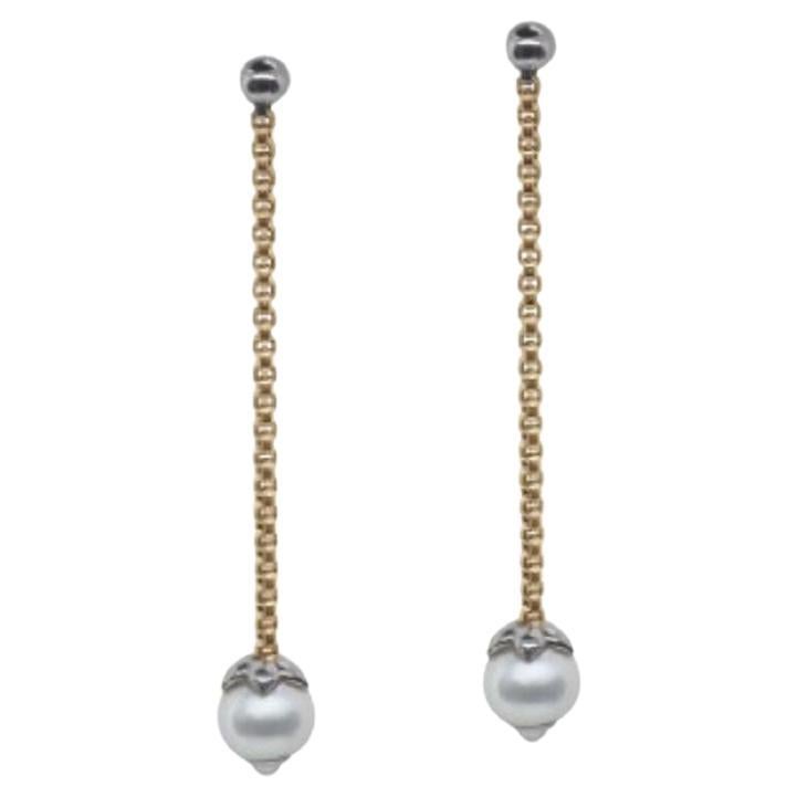 Alor Yellow & Sterling Silver Pearl Dangle Earrings 03-37-P222-00 For Sale