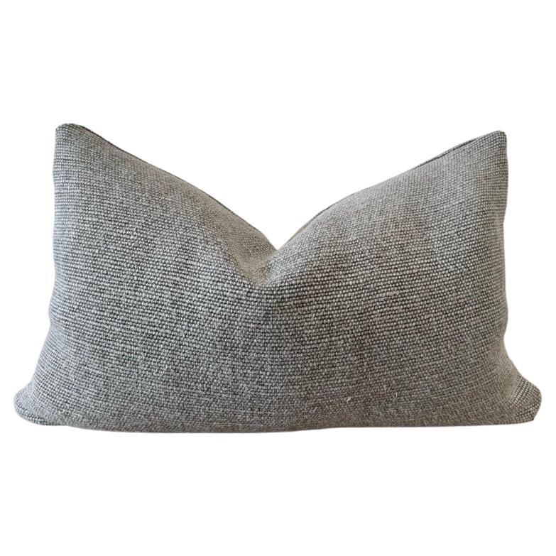 Alora Heavy Woven Textured Linen Pillow in Flax
