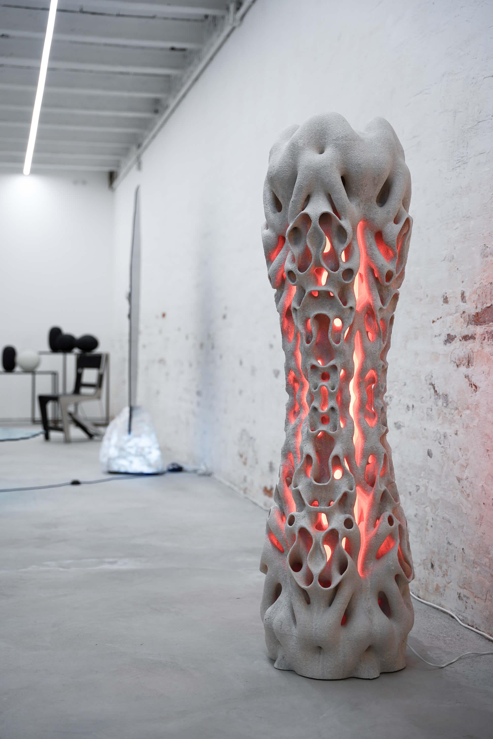 Néerlandais Sculpture lumineuse ALORA, sable imprimé en 3D, organique naturel en vente